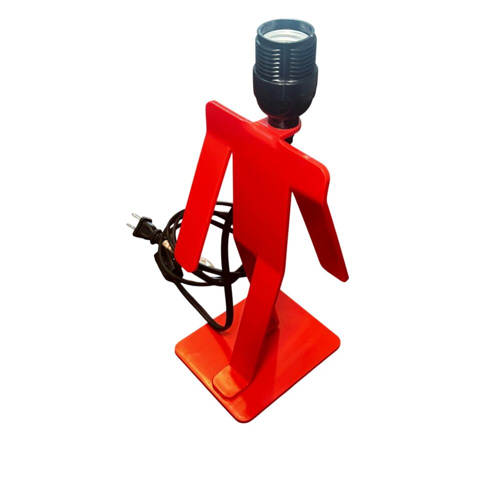 Red Post Modern Abstract HEXTRA MEMPHIS Walking Man Lamp 1980s Stick Figure Man